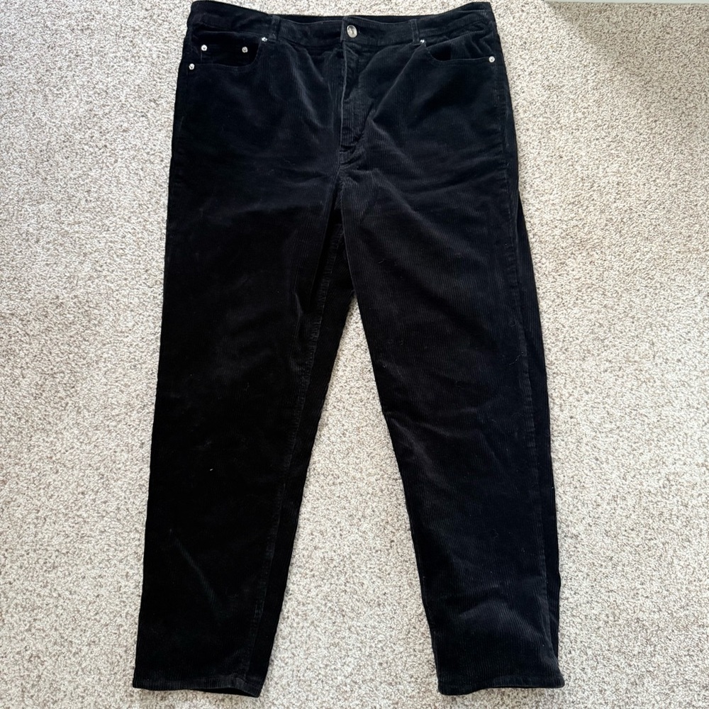 Divided H&M Black Classic Corduroy Pants Y2K Style Skater Goth Preppy Retro Sz18
